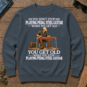 Old Man Don't Stop Playing Pedal Steel Guitar - dark-heather - CS2D-DarkHeather