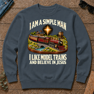 I Like Model Trains & Believe In Jesus - dark-heather - CS2D-DarkHeather