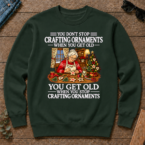 Old Woman Don't Stop Crafting Ornaments - forest-green - CS2D-ForestGreen