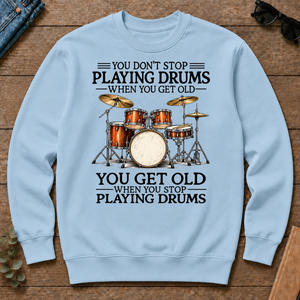 Don't Stop Playing Playing Drums Vintage Art - light-blue - CS2D-LightBlue