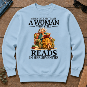 Funny A Woman Still Reads In Her Seventies - light-blue - CS2D-LightBlue