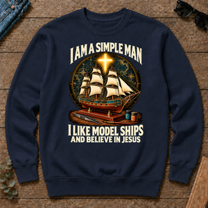 I Like Model Ships & Believe In Jesus - navy - CS2D-Navy