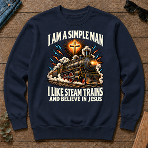 I Like Steam Trains & Believe In Jesus - navy - CS2D-Navy