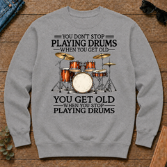 Don't Stop Playing Playing Drums Vintage Art - sport-grey - CS2D-SportGrey