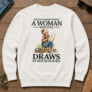 Funny A Woman Still Draws In Her Seventies - white - CS2D-White