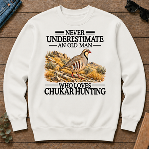 Never Underestimate An Old Man Who Loves Chukar Hunting - white - CS2D-White
