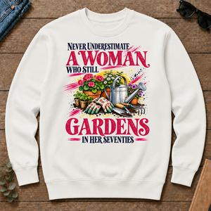 A Woman Still Gardens In Her Seventies - white - CS2D-White