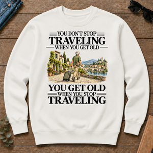 Don't Stop Traveling Vintage Art - white - CS2D-White