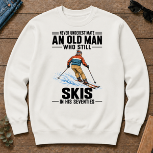 Never Underestimate An Old Man Skis In His 70s - white - CS2D-White