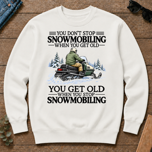 Don't Stop Snowmobiling Vintage Art - white - CS2D-White