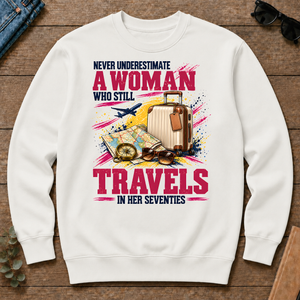 A Woman Still Travels In Her Seventies - white - CS2D-White