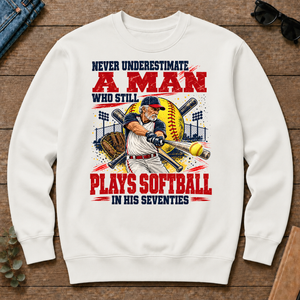 A Man Still Plays Softball In His 70s - white - CS2D-White