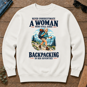 Never Underestimate A Woman Still Goes Backpacking - white - CS2D-White