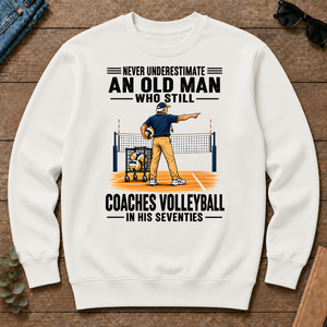 Never Underestimate An Old Man Coaches Volleyball In His 70s - white - CS2D-White