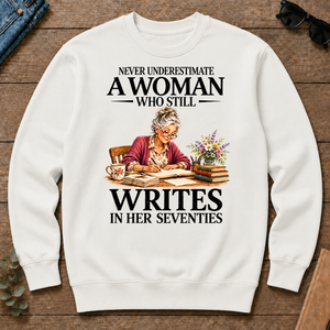 Funny A Woman Still Writes In Her Seventies - white - CS2D-White