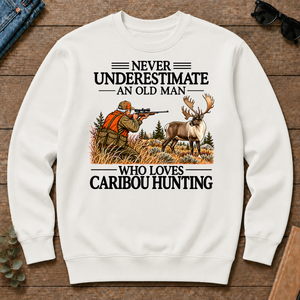 Never Underestimate An Old Man Caribou huntin - white - CS2D-White