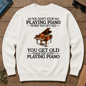 Don't Stop Playing Piano Vintage Art - white - CS2D-White