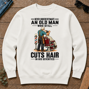 An Old Man Still Cuts Hair In His 70s - white - CS2D-White