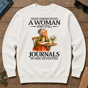 Funny A Woman Still Journals In Her Seventies - white - CS2D-White