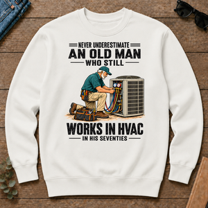 An Old Man Still Works In HVAC In His 70s - white - CS2D-White