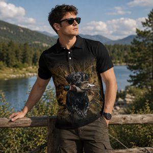 Duck Hunting Setter Dog Polo Men Shirt