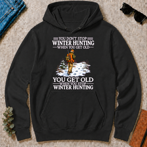 Old Man Don't Stop Winter Hunting - black - HS2D-Black