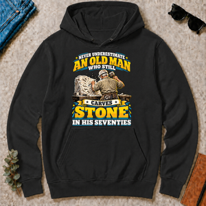 Yellow An Old Man Still Carves Stone In His Seventies - black - HS2D-Black