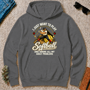 I Just Want To Play Softball & Ignore All Adult Problems - charcoal - HS2D-Charcoal
