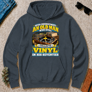 Yellow An Old Man Still Collects Vinyl In His Seventies - dark-heather - HS2D-DarkHeather