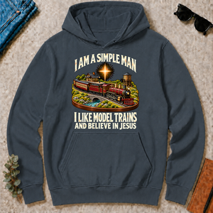 I Like Model Trains & Believe In Jesus - dark-heather - HS2D-DarkHeather