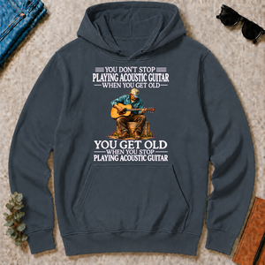 Old Man Don't Stop Playing Acoustic Guitar - dark-heather - HS2D-DarkHeather