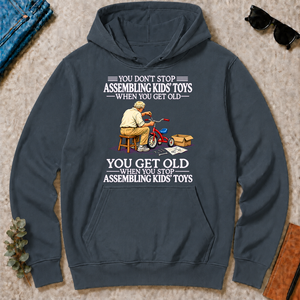 Old Man Don't Stop Assembling Kids Toys - dark-heather - HS2D-DarkHeather