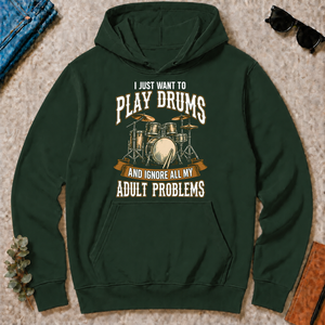 Vintage I Just Want To Play Drums - forest-green - HS2D-ForestGreen