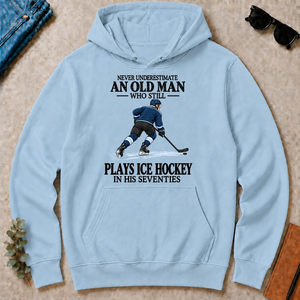 An Old Man Still Plays Ice Hockey In His Seventies - light-blue - HS2D-LightBlue