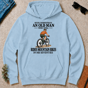 An Old Man Still Rides Mountain Bikes In His Seventies - light-blue - HS2D-LightBlue