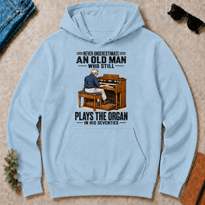 An Old Man Still Plays The Organ In His 70s - light-blue - HS2D-LightBlue