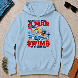 A Man Still Swims In His 70s - light-blue - HS2D-LightBlue