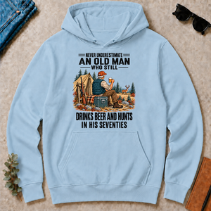 An Old Man Still Drinks Beer And Hunts In His 70s - light-blue - HS2D-LightBlue