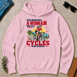 A Woman Still Cycles In Her 70s - light-pink - HS2D-LightPink