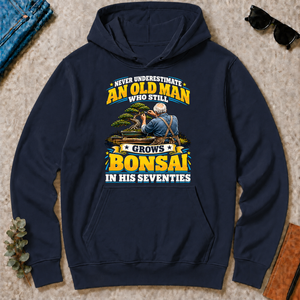Yellow An Old Man Still Grows Bonsai In His Seventies - navy - HS2D-Navy