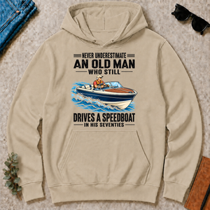 An Old Man Still Drives A Speedboat In His 70s - sand - HS2D-Sand