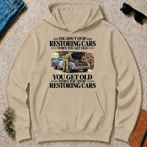 Don't Stop Restoring Cars Vintage Art - sand - HS2D-Sand
