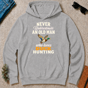 Never Underestimate An Old Man Who Loves Duck Hunting Retro - sport-grey - HS2D-SportGrey