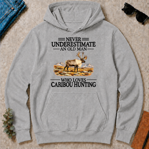 Never Underestimate An Old Man Who Loves Caribou Hunting - sport-grey - HS2D-SportGrey