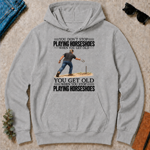 Vintage You Get Old When You Stop Playing Horseshoes - sport-grey - HS2D-SportGrey