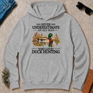 Never Underestimate An Old Man Who Loves Duck Hunting - sport-grey - HS2D-SportGrey
