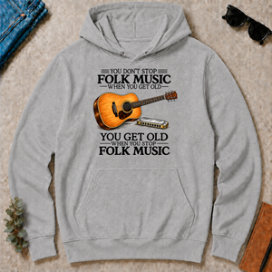 Don't Stop Playing Folk Music Vintage Art - sport-grey - HS2D-SportGrey