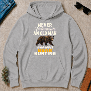 Never Underestimate An Old Man Who Loves Bear Hunting Retro - sport-grey - HS2D-SportGrey