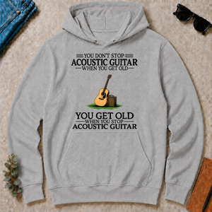 Don't Stop Playing Acoustic Guitar Vintage Art - sport-grey - HS2D-SportGrey