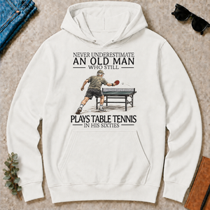 An Old Man Who Still Plays Table Tennis In His Sixties - white - HS2D-White